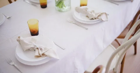 Elegant Easter Dinner Table Setting Stock Footage 308204310