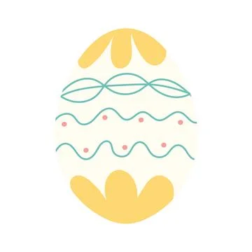 Elegant Easter Egg with Yellow Pattern  Hand-Drawn Clipart Stock Illustration