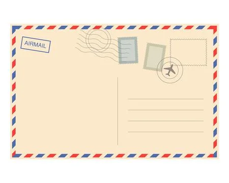 Elegant Empty back of vintage vector postcard template Stock Illustration
