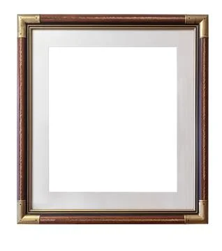 Elegant empty frame with brass corners displaying classic design Stock Photos