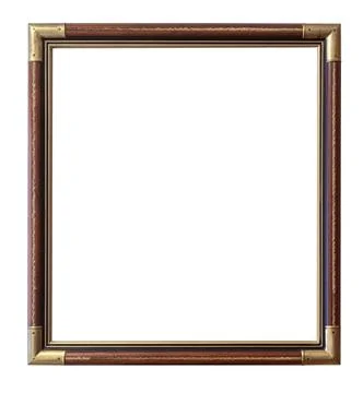 Elegant empty frame with brass corners displaying classic design Stock Photos