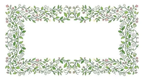 Elegant empty frame with green foliage border Stock Illustration