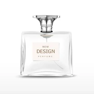 Elegant empty perfume bottle with label Stock-Illustration