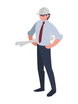 Elegant engineer with planes paper Stock Illustration
