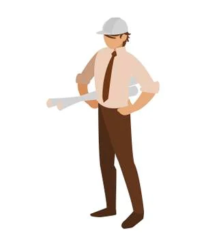 Elegant engineer with planes paper Stock Illustration