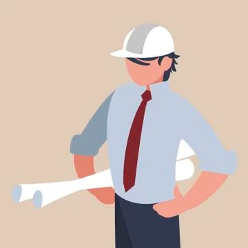 Elegant engineer with planes paper Stock Illustration