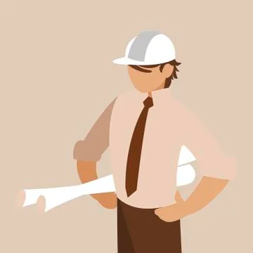Elegant engineer with planes paper Stock Illustration