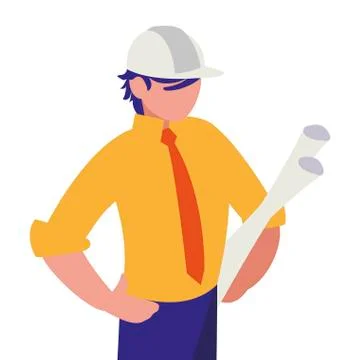 Elegant engineer with planes paper Stock Illustration