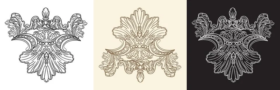 Elegant engraving decorative elements vector illustrations Stock Illustration