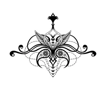 Elegant ethnic pattern, isolated in white background. Mehndi henna paisley イラスト素材