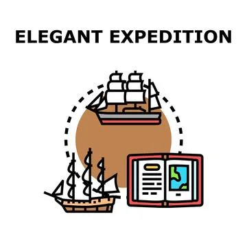 Elegant expedition exploring historical journey and discovery Stock Illustration