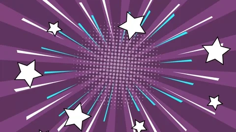 Elegant explosive elements in a dynamic comic backdrop with stars seamless 4k Stock Footage 293263738