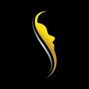 Elegant Face Profile Initial S Silhouette Graphic Stock Illustration