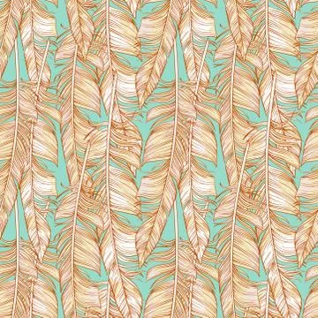 Elegant feathers seamless pattern Stock Illustration