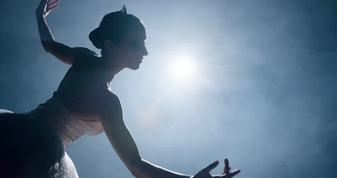 Elegant Female Ballet Professional Performing Choreography Center Stage Stock Footage