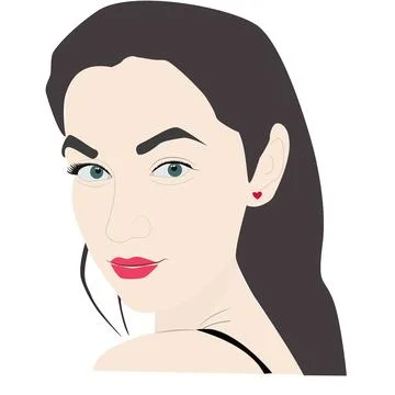 Elegant flat vector portrait of a young woman 스톡 일러스트