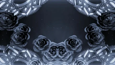 Elegant floating or flying 3d rose flower in monochrome theme Stock Footage 288302668