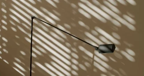 Elegant Floor Lamp Casting Shadows in Sunlight A Modern Home Interior Design Stock Footage 318300601