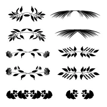 Elegant floral decorative elements set Stock Illustration