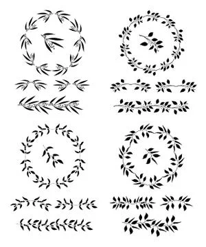 Elegant floral decorative elements set Stock Illustration