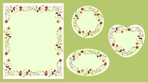 Elegant floral frames and templates with place for text. Stock Illustration