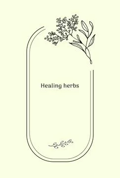Elegant floral logo element. Frame for packaging. Boho Hand drawn line wedding Stock Illustration
