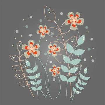 Elegant floral pattern on a grey background 库存插图