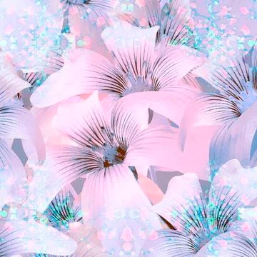 Elegant Floral Pattern in Light Cold Tones Illustrazione stock