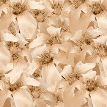 Elegant Floral Pattern in Light Ocher Tones Stock Illustration