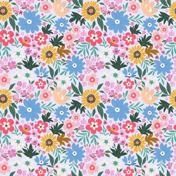 Elegant floral pattern of small field hand-drawn flowers. Liberty style. Fl.. Stock Illustration