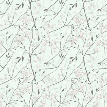 Elegant floral seamless pattern over beige Illustrazione stock