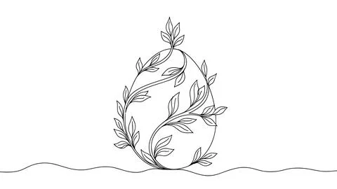 Elegant Floral Vine Easter Egg Line Art Vector For Spring Nature Branding Stock Illustration