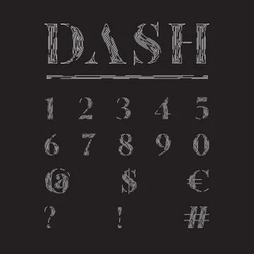Elegant fontset made by dashed lines, vector illustration Illustrazione stock