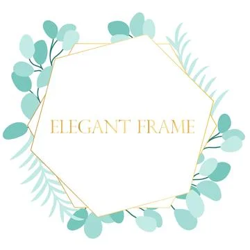 Elegant frame with eucalyptus leaves vector illustration. Stock Illustration