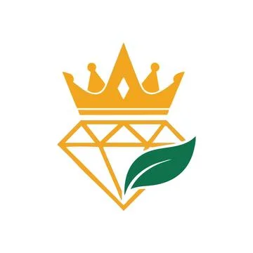 (Elegant Gemstone Crown Leaf Icon. This opulent emblem combines natural bea.. Stock Illustration