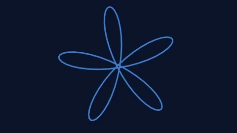 Elegant geometric abstract asterisk line art design on dark blue background Stock Footage 343633694