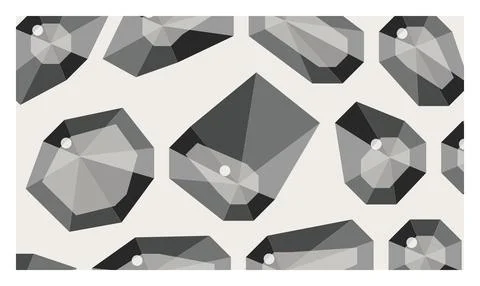 Elegant geometric gem pattern with faceted polygons on neutral light grey b.. Stockillustratie