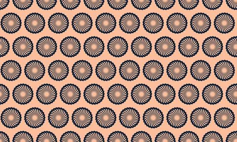 Elegant geometric pattern featuring navy blue swirling circles on a peach bac Illustrazione stock