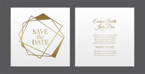 Elegant Geometric Triangle Save The Date White Invitation Design 스톡 일러스트