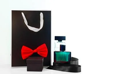 Elegant gift box  with red bow tie Stock Photos