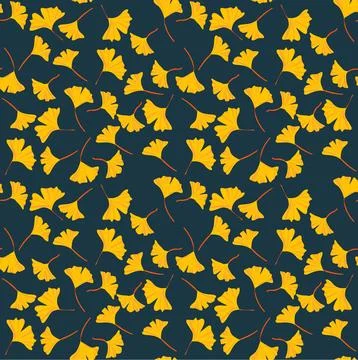 Elegant Ginkgo Leaf Seamless Pattern with Natural Botanical Aesthetic Stock Illustration