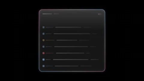 Elegant glass UI log stream interface featuring a sleek black background with tr Stock Footage 341306628