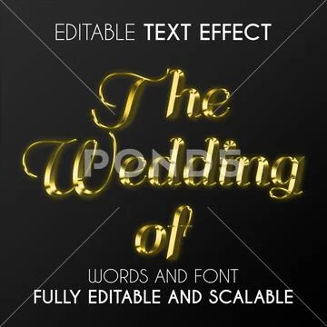 Elegant Glowing Gold Text Effect for Wedding Invitations PSD Template