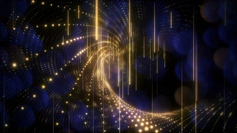 Elegant Gold Array Landscape Looping Background with Purple Bokeh Stock Footage 128071244