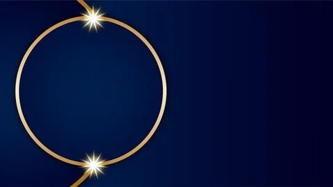 Elegant Gold Circle Frame on Deep Blue Luxury Corporate Background with Sta.. Stock Illustration