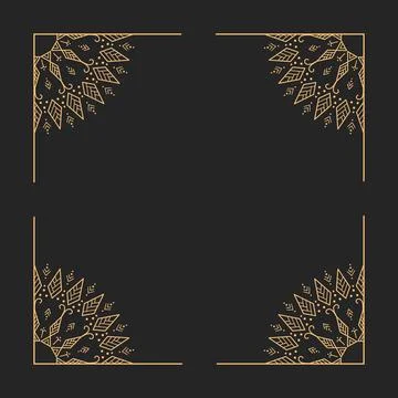 Elegant gold corner frame mandala style ornamental border luxury square template Stockillustratie