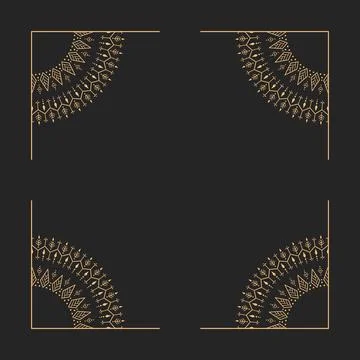 Elegant gold corner frame mandala style ornamental border luxury square template Stock Illustration