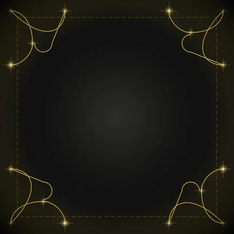 Elegant Gold Frame Border with Sparkle Lights on Dark Background - Luxury D.. Stock Footage 346283621