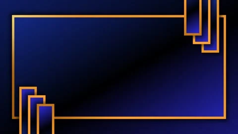 Elegant Gold Frame on Dark Blue Background with Modern Geometric Design. Stock Footage 340030811