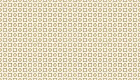 Elegant Gold Geometric Interlocking Circles Seamless Pattern Background 库存插图
